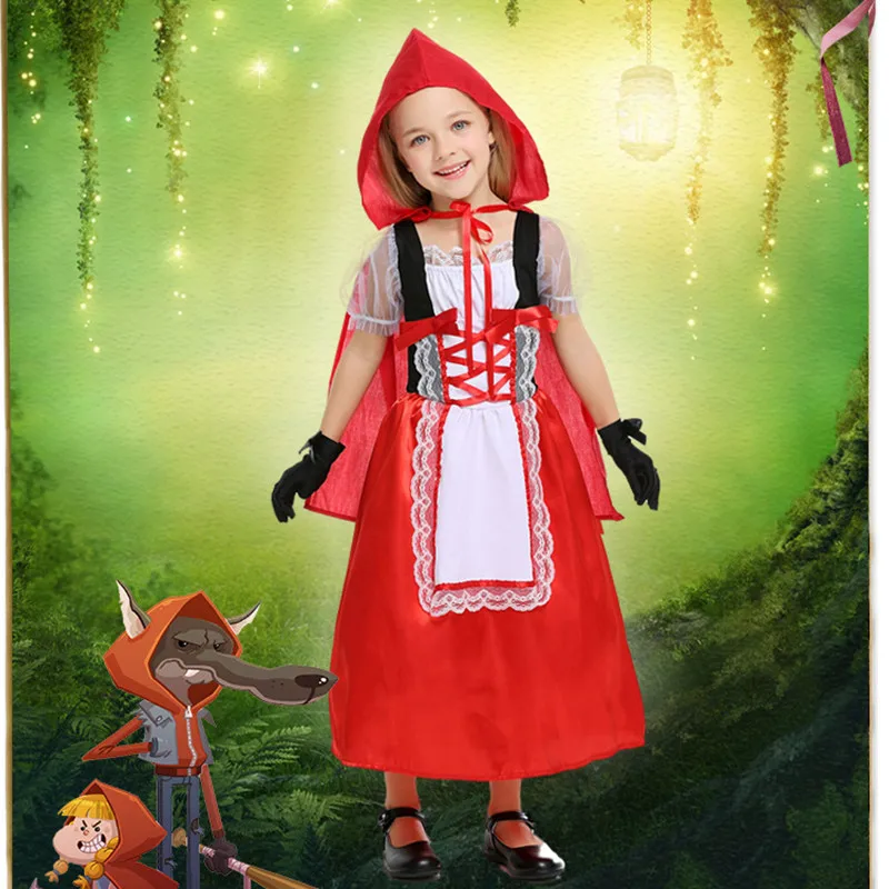 Bé Gái Một Câu Chuyện Cổ Tích Cô Bé Quàng Khăn Đỏ Cosplays Trẻ Em Halloween Anime Trang Phục Childrenpurim Giai Đoạn Chơi Tiệc Hóa Trang Đầm