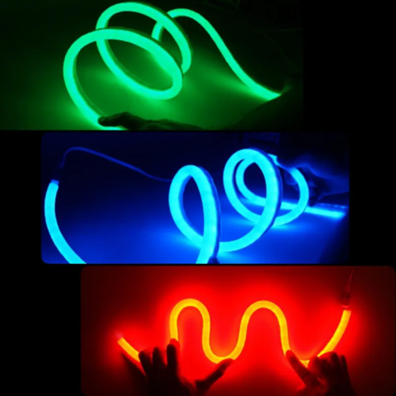 220V 230V Led Neon Rope Strip Ribbon Light Flexible Tape Waterproof IP65 With EU Power Plug RGB White Blue Green Red Pink Yellow