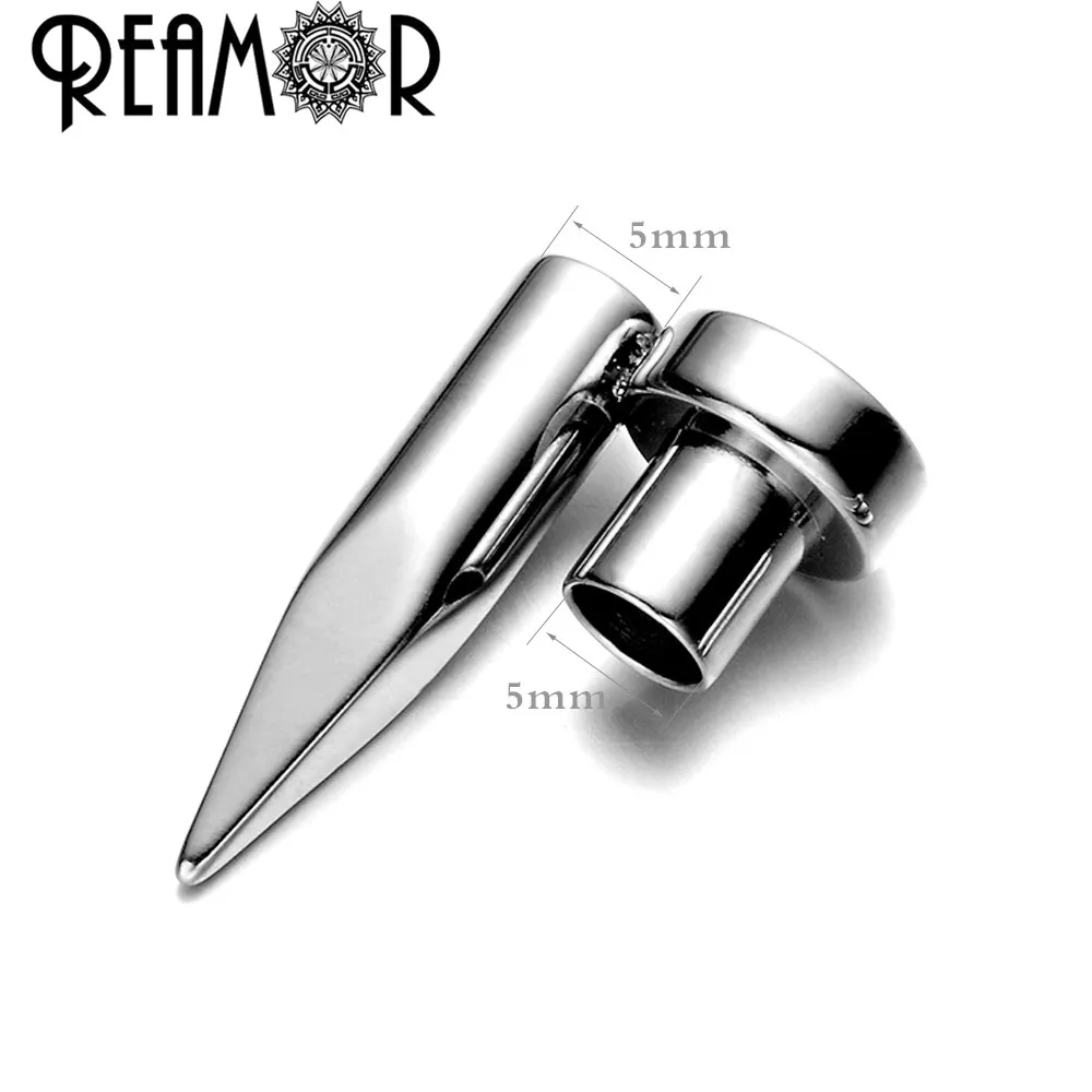 REAMOR High Polished 316l Stainless Steel Nail Connectors For 5mm Round Leather Bracelet Jewelry Making Metal DIY Bead Findings