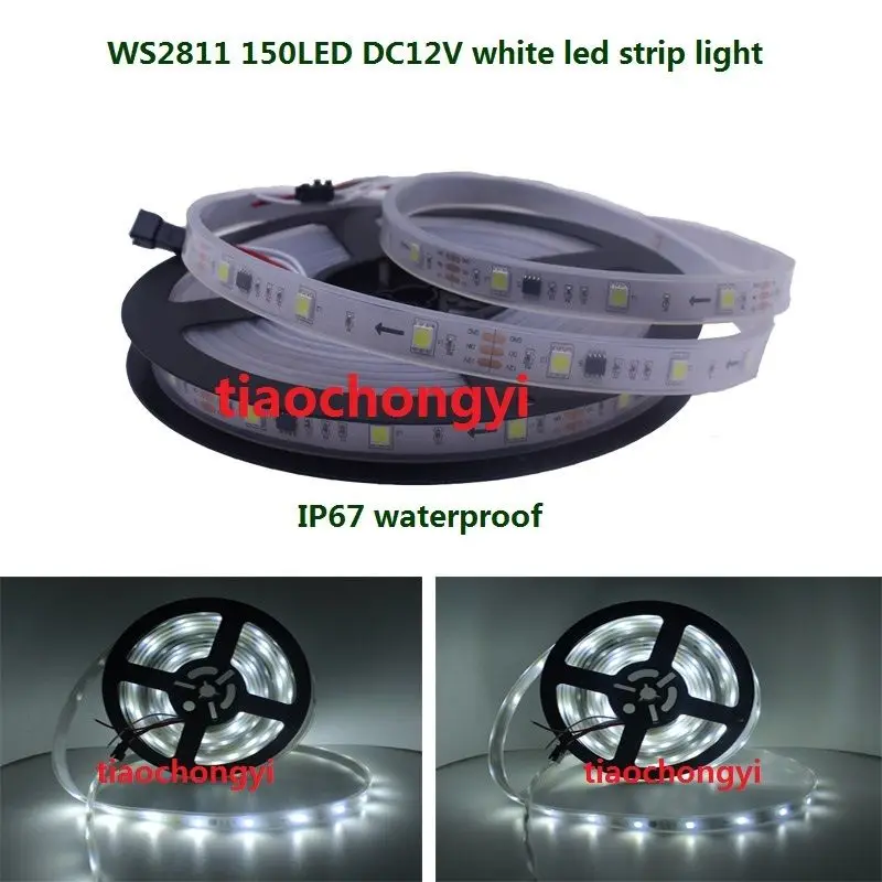 

5M 150LED WS2811 Single Color Cool white strip light Addressable DC12V IP67