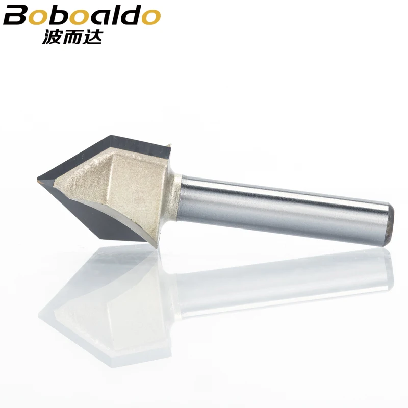 1pcs 1/2 1/4 Shank V Type slotting cutter Professional Router Bits for wood 90 Deg Tungsten Woodworking Carving Tool
