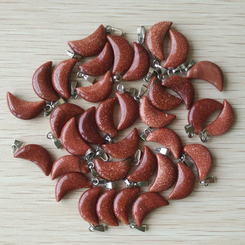 

Fashion high quality gold color sand stone crescent moon shape charms pendants for jewelry making Wholesale 50pcs free shipping