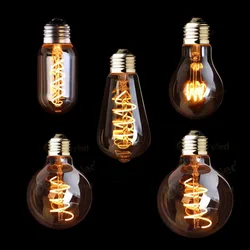 Retro Mờ Bóng Đèn LED Edison Bóng Đèn E27 3W Vàng Xoắn Ốc Dây Tóc ST64 G125 Ampoule Đèn LED Đèn Xông Tinh Dầu Đèn Trang Trí Mâm LED Lightin