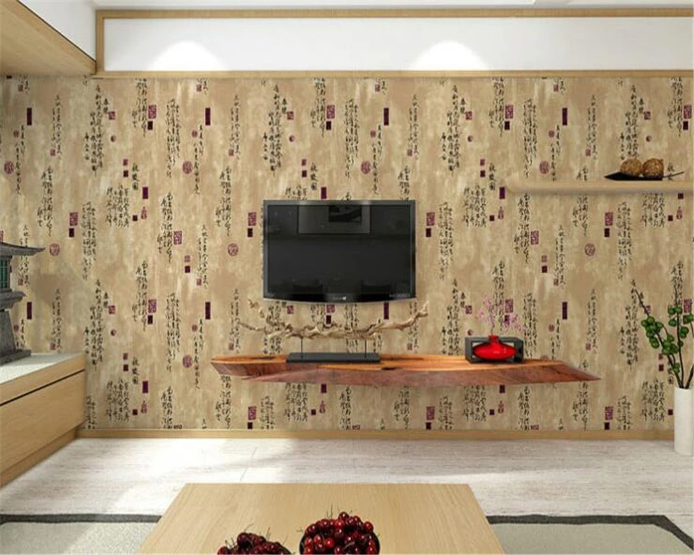 

beibehang Waterproof papel de parede pvc 3d wallpaper classic calligraphy text study living room backdrop hotel restaurant works