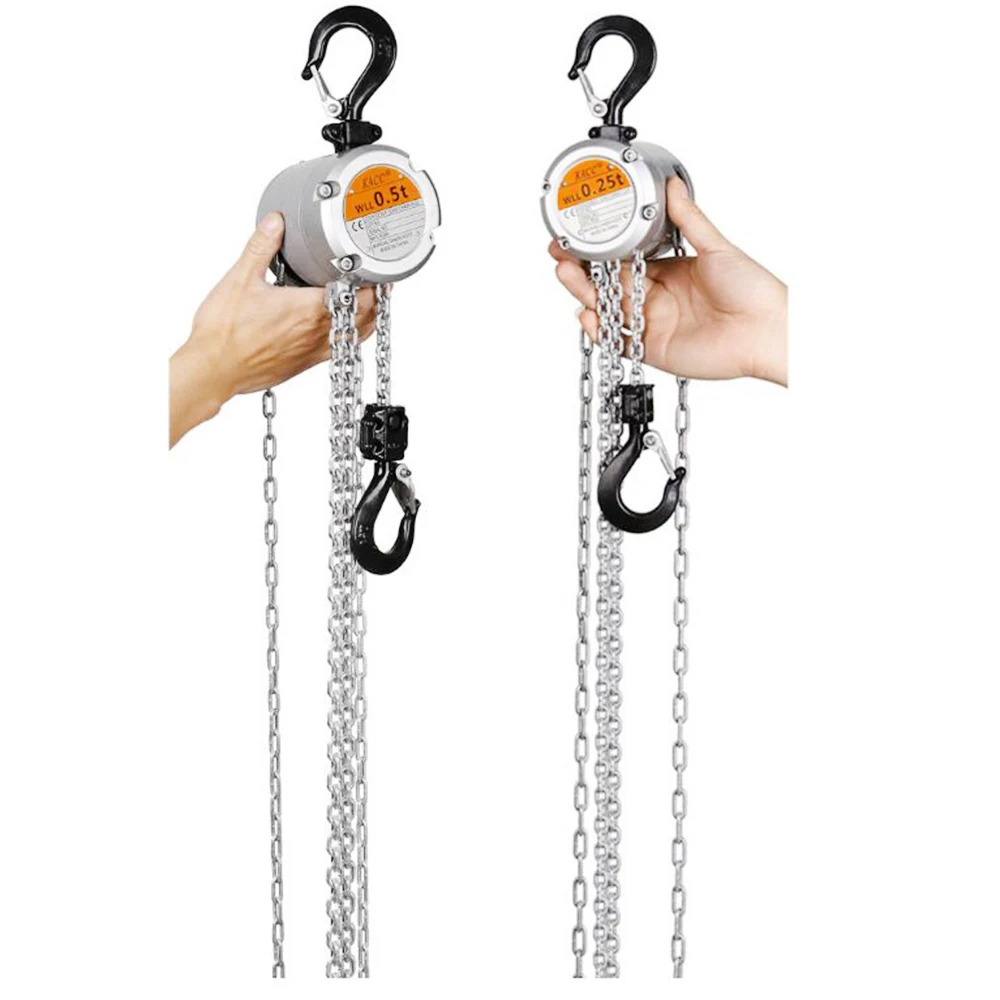 KACC Mini Hand Chain Hoist Hook Mount 0.25/0.5 Ton Capacity 3meter  Lift CE Certificate Portable Manual Lever Block Lifting