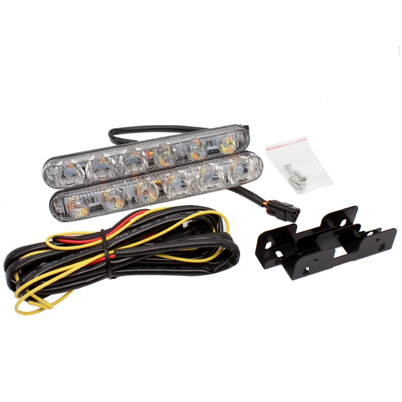 RXZ 2pcs Flowing DRL 6 9 led white turn amber Turn signal bar Car Daytime Running Lights Auto fog light Super Bright strip 12V