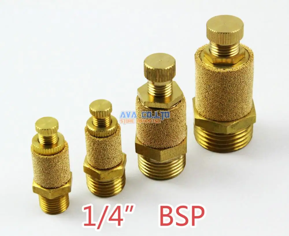 

10 Pieces 1/4" BSP Pneumatic Brass Flow Control Silencer Air Exhaust Muffler Fitting