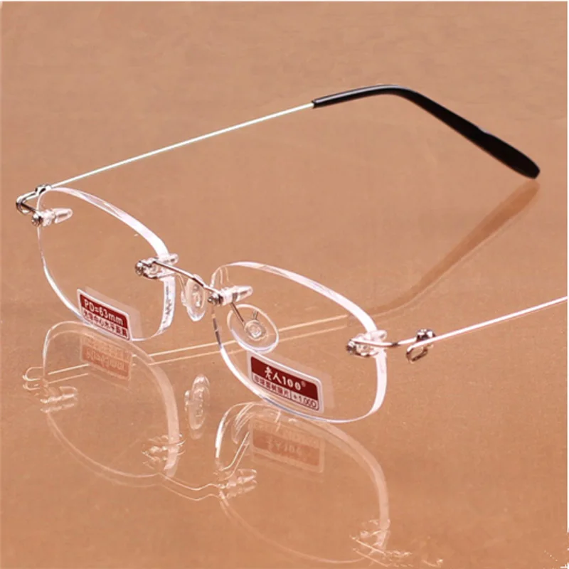 Business Frameless Reading Glasses With Case Women Fashion Light weight Computer Eyeglasses Portable Prescription Glasses Men