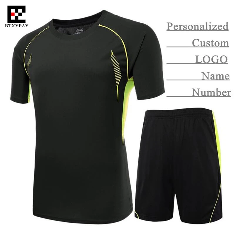 Personalized Custom LOGO&Name&Number,Adult Man&Boy Pro Soccer Jersey Sets,Child Football Clothes (T-Shirt+Shorts),Training&Match