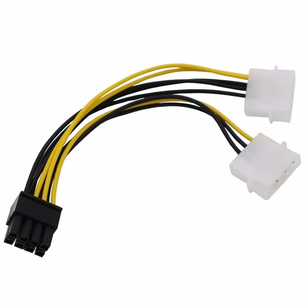 

18 см y-образный 8 Pin PCI Express к двойному 4 Pin Molex видеокарта кабель питания