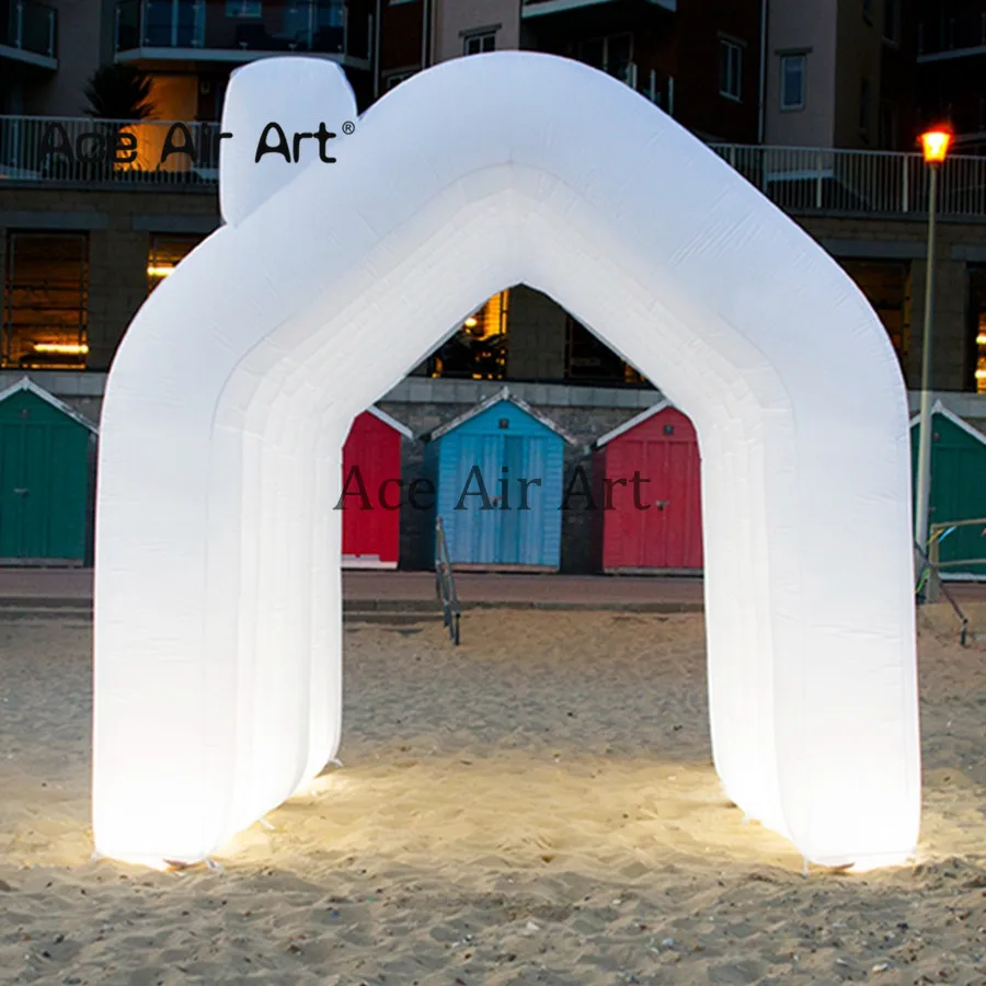 Tente tunnel gonflable portable à LED blanche, maison de fête, mariage et travailleurs, support libre, plage, 4x3m