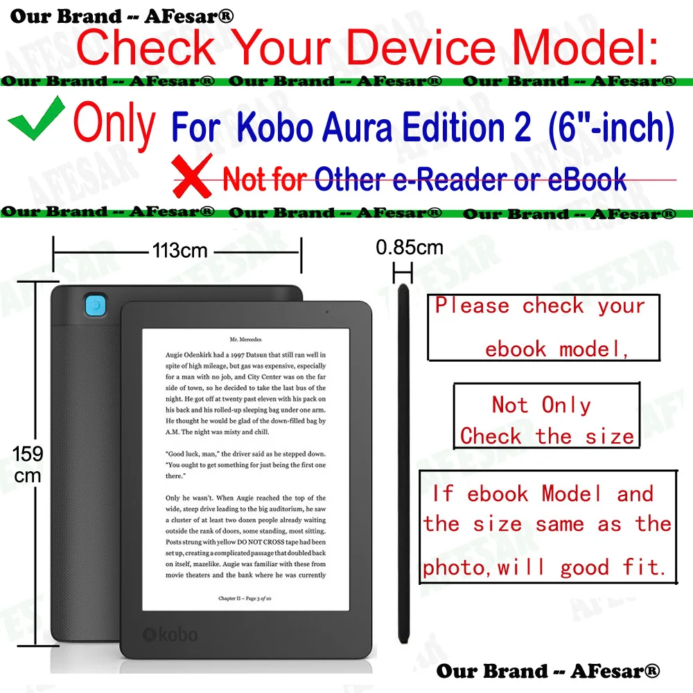 New ultraslim Flip Book Cover for Kobo Aura Edition 2 (6\'\'-inch) HD E ink Carta eReader Magnetic Smart Sleep N236 Case aura 2
