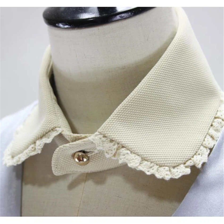 SHOWERSMILE Women Beige Short Lapel Pointed Shirt False Collar Apparel Accessories Choker Necklace Detachable Fake Collars