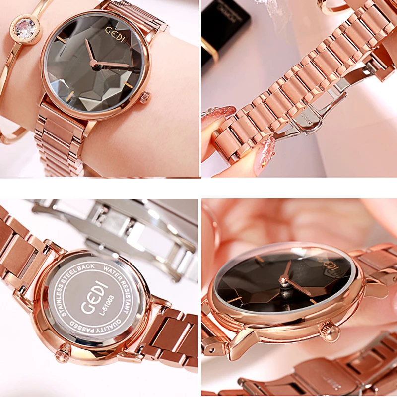 GEDI Ladies Watches Casual Quartz Stainless Steel Strap Women\'s Watch Top Brand Luxury Clock Female Wristwatch Fashion reloj New