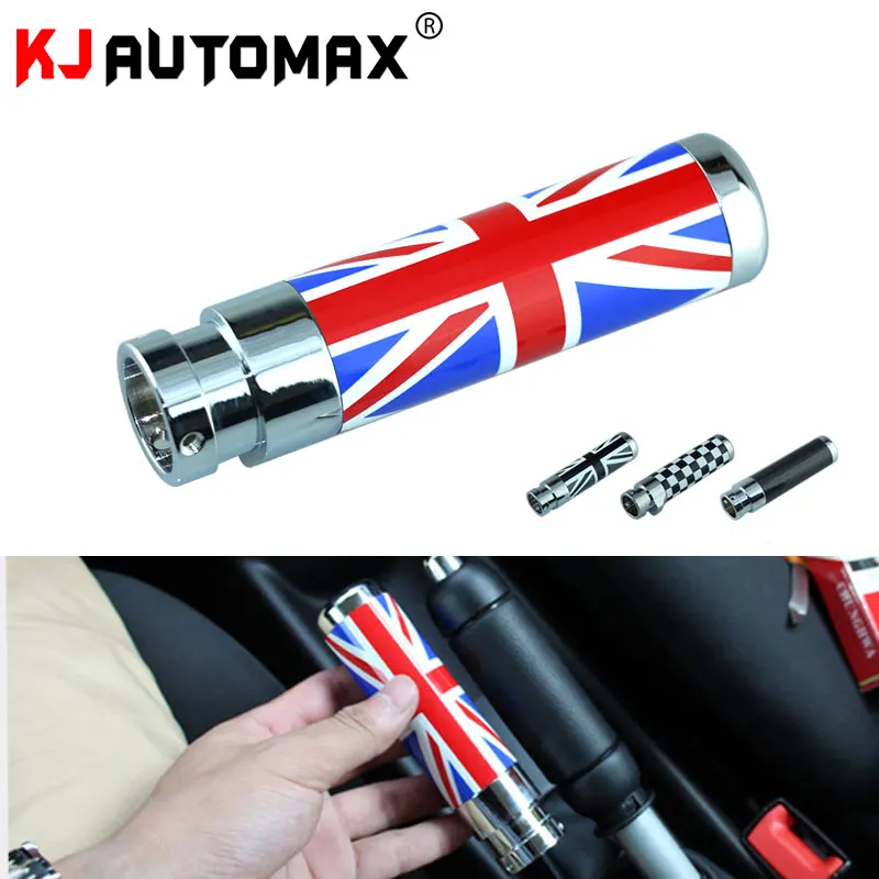 KJAUTOMAX For Mini Cooper R55 R56 Grey Jack Union Jack Carbon fiber Titanium alloy Checker Hand Brake Cover