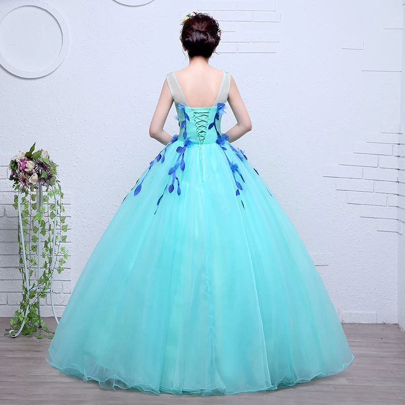 Y&M Novias Blue Quinceanera Dress  O Neck Party Dress Classic Ball Gown Robe De Ball Luxury Prom Dress Plus Size