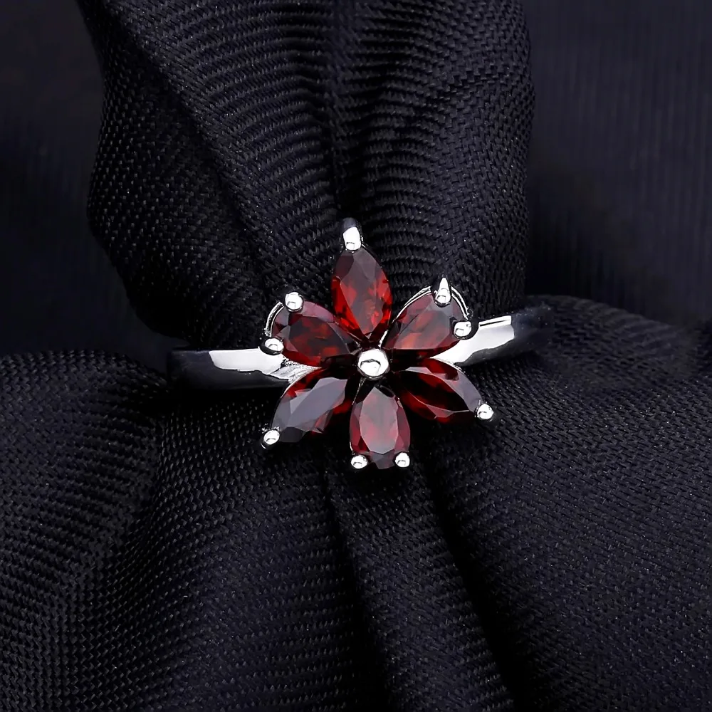 Gem\'s Ballet 585 14K 10K 18K Gold 925 Silver Ring Natural Garnet Rings Trendy Romantic Flower Engagement Rings For Women Party