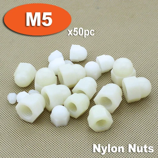 50pcs DIN1587 M5 White Plastic Nylon Hex Hexagon ACORN Domed Cap Nuts