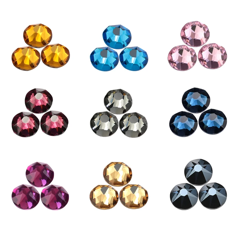 QIAO 8 big 8 small Hot Fix Crystal Strass colorati vetro Hotfix Strass pietra ferro su Strass per abiti di fissaggio a caldo