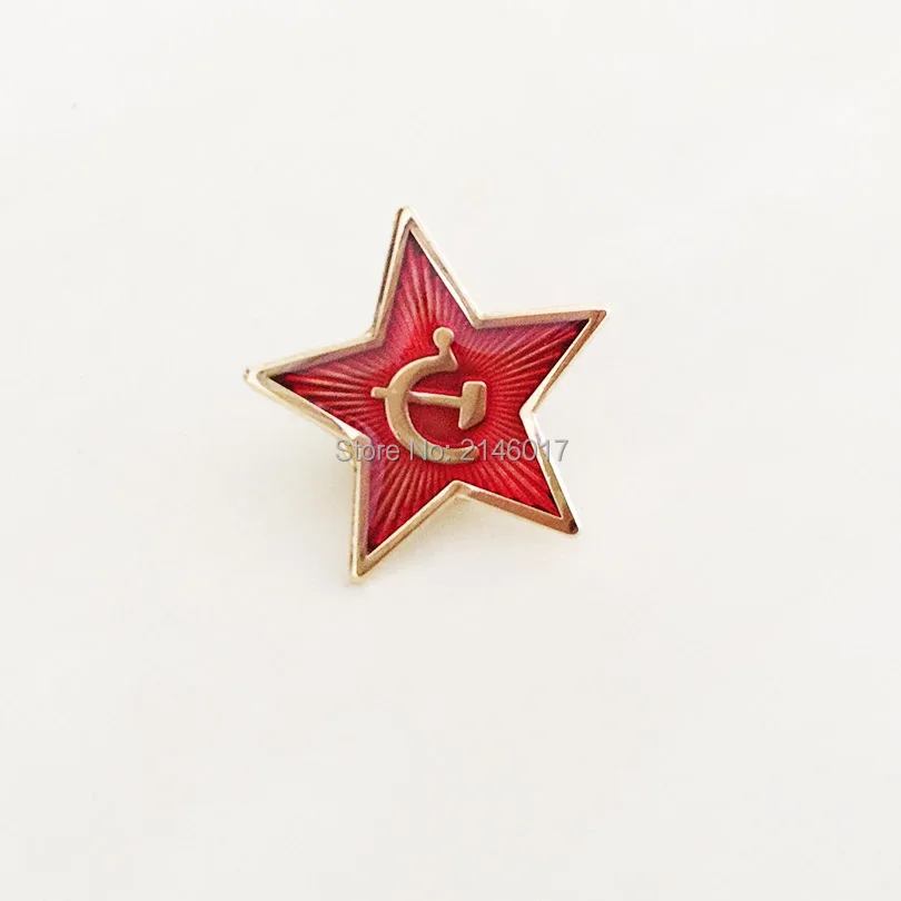 

10pcs Wholesale Red Star Hammer Sickle Logo Lapel Pins Brooch Communism Soviet Union Ussr Pin Souvenir Badge