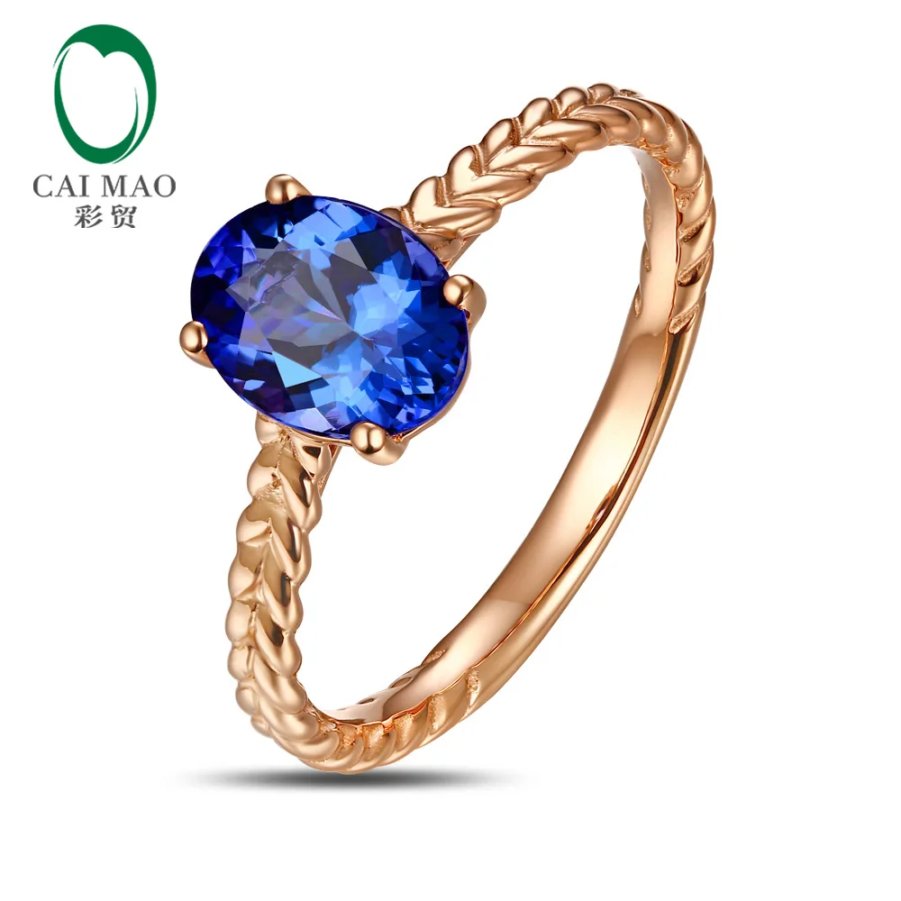 Caimao Jewelry 1.32ct Oval Cut Violetish Blue Tanzanite Engagement Ring In 14kt Gold Fine Jewelry