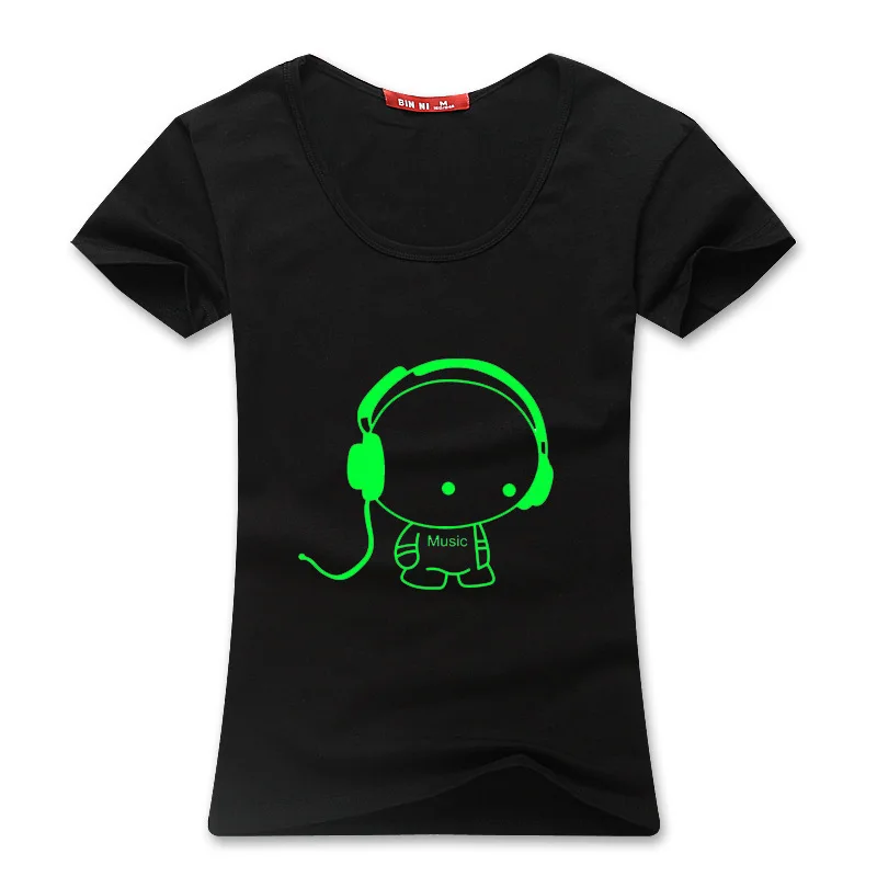 

girl Summer Noctilucent Short sleeved clothes students clothing dance night shining clothing ghost dance Headset Male t-shirts