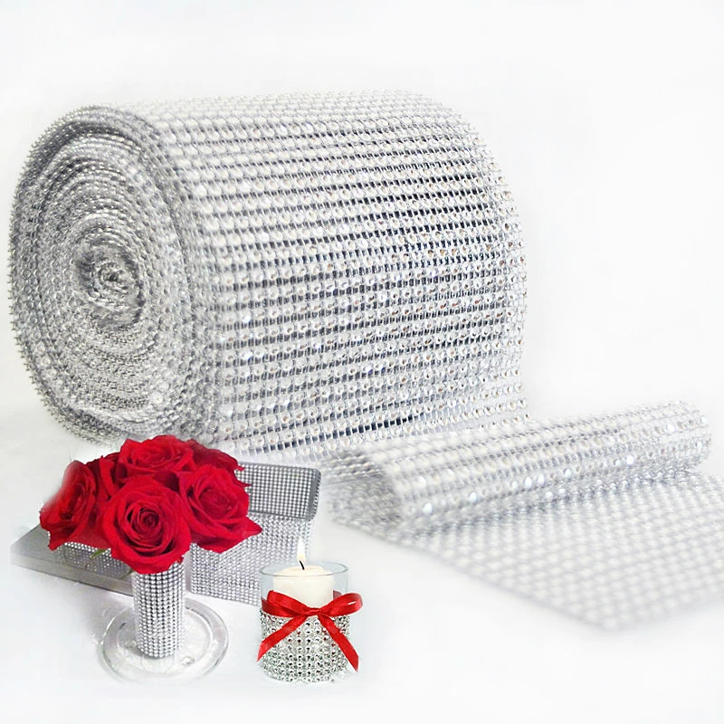 12cm*91.5cm Diamond Shape Mesh Roll Acrylic Ribbons Crystal Tulle Bling Party Birthday Wedding DIY Decoration Bouquet Cake Wrap