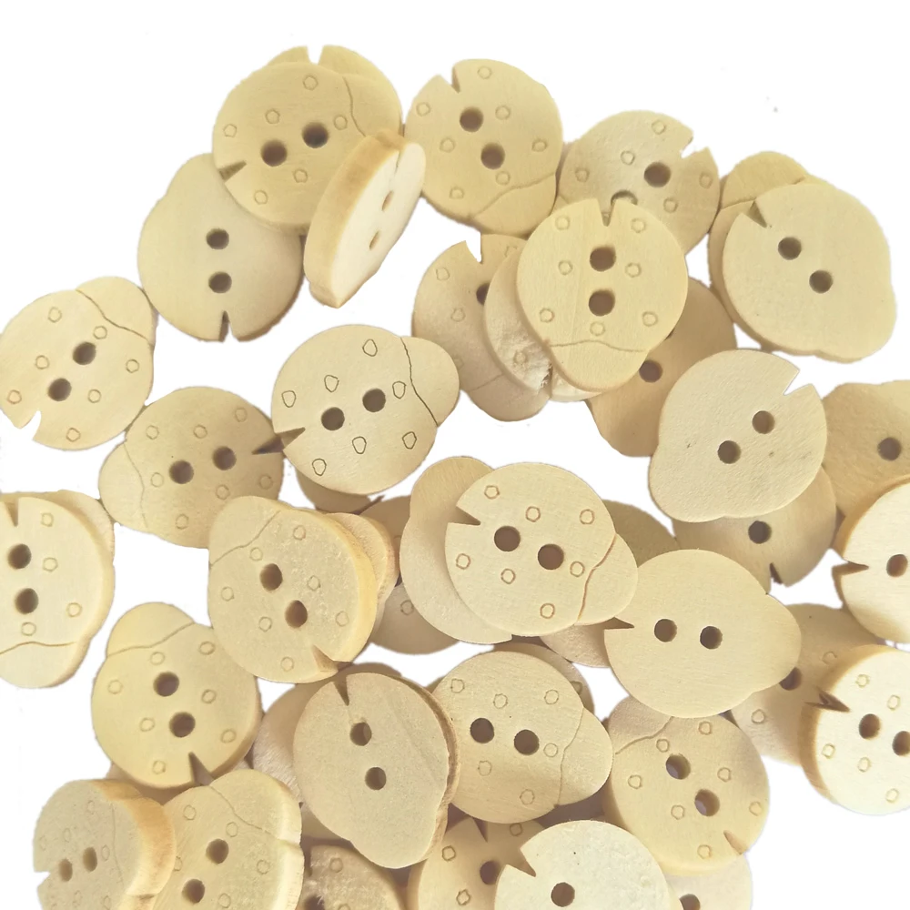 50PCs Wood Sewing Buttons 2 Holes Cartoon Ladybug Animal Pattern Wood Sewing Buttons Scrapbooking for Colthing Decor