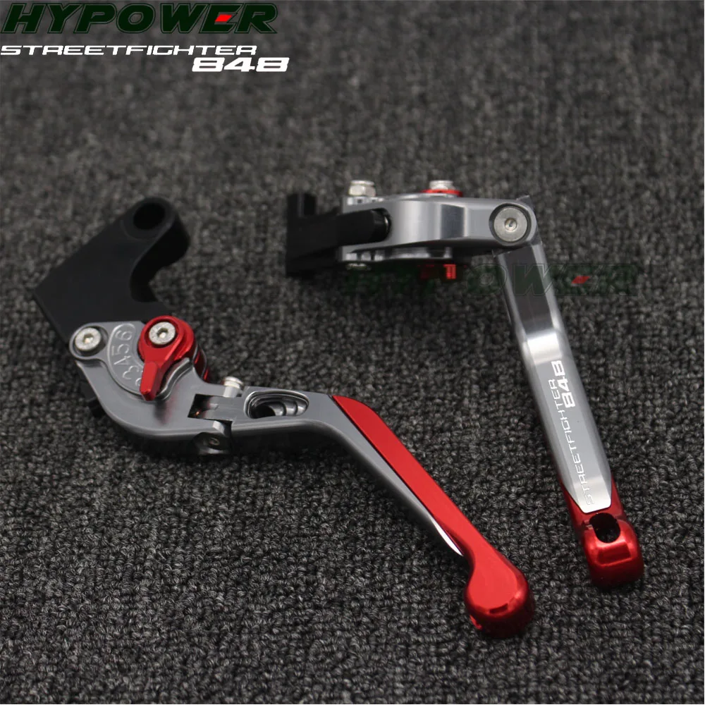 For Ducati STREETFIGHTER 848 2012 2013 2014 2015 Red&Titanium Folding Extendable CNC Motorcycle Brake Clutch Levers