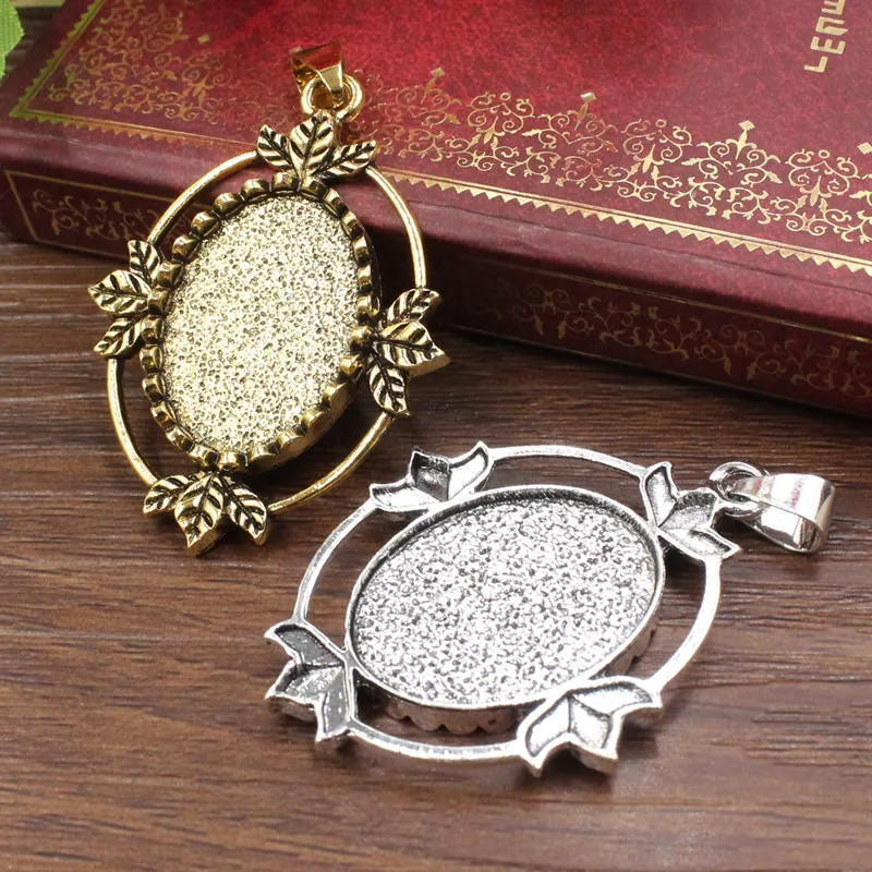Onebeading Fit 18x25mm 타원형 카보 숑 프레임 베젤 설정 DIY 팔찌 용 빈 트레이 5pcs K05422 만들기