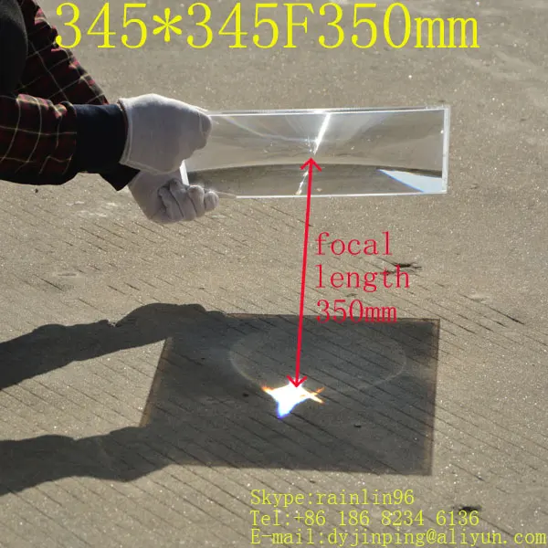 345*345mm  focal length 350mm 5MM thickness  Fresnel Lens high magnification solar energy condenser lens ,outside cooking lens