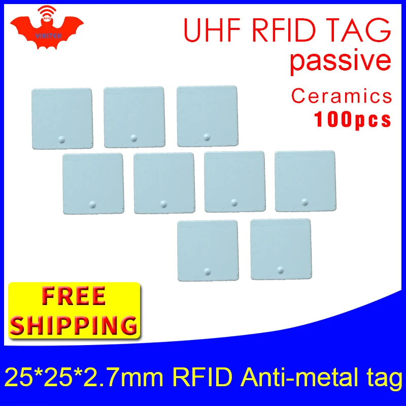 

UHF RFID metal tag 915m 868m Alien H3 EPC ISO18000 6c 100pcs free shipping 25*25*2.7mm fixed assets Ceramics passive RFID tags