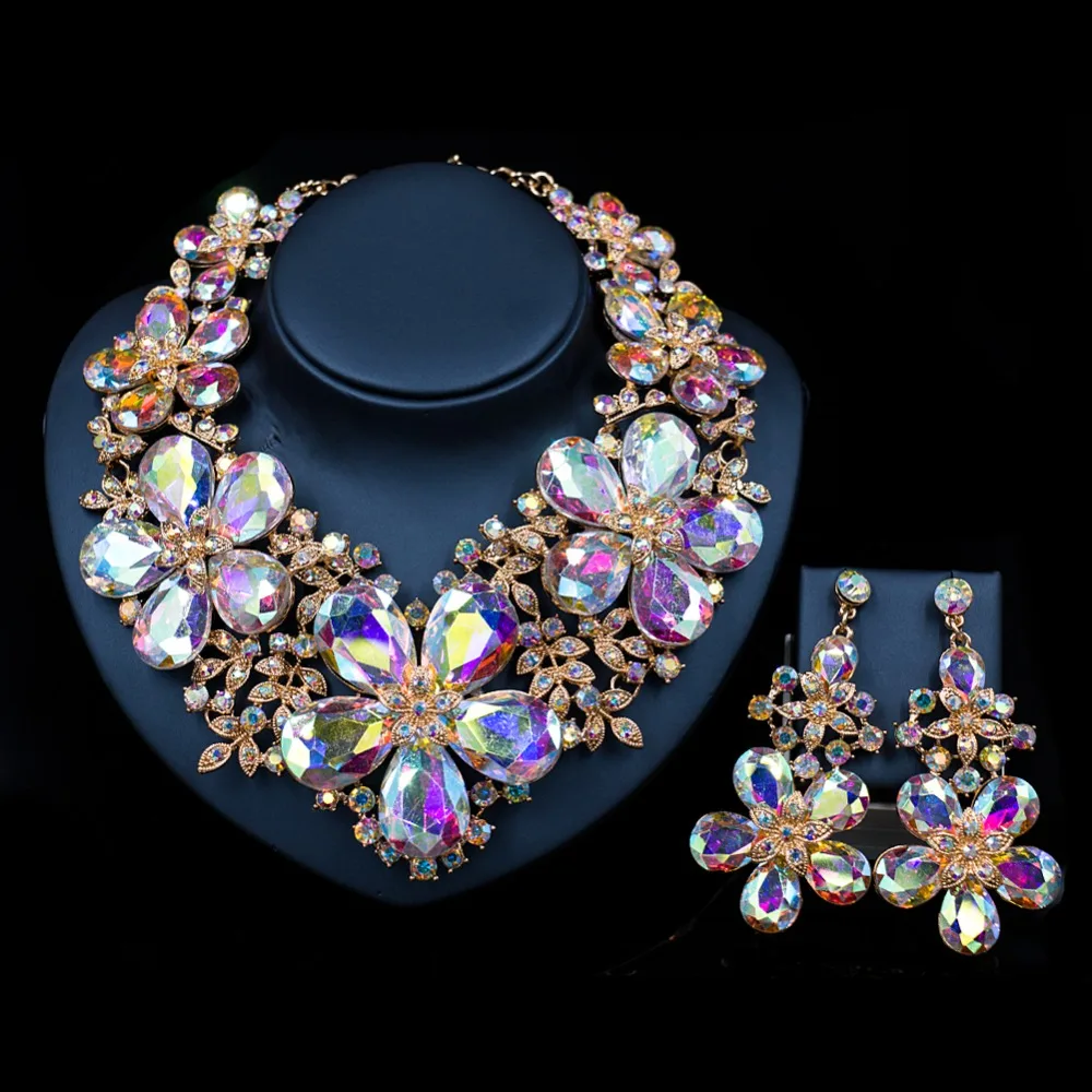 LAN PALACE necklace sets for women wedding  jewelry set Austrian crystal necklace and earrings  free shipping