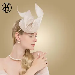 FS Fascinator Pink Ladies Hat For Wedding Women Elegant Kentucky Derby Hats Black Sinamay Church Linen Fedoras Chapeau Femme