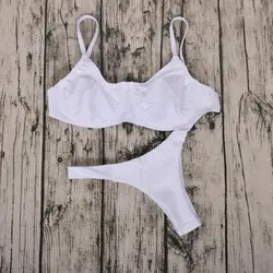 ZTVitality-Bikini blanco con aros para mujer, bañador Sexy de realce con tirantes para la playa, ropa de baño con espalda descubierta de cintura baja, Bikini XL 2019