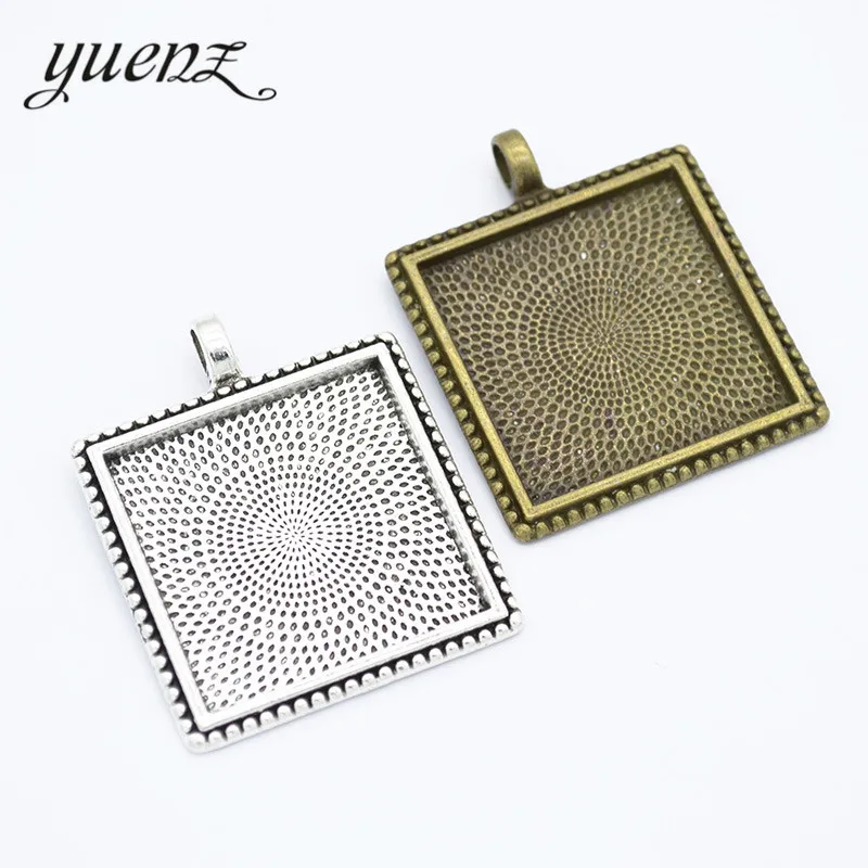 YuenZ 4 pcs  Antique Charms Metal Square  Cameo Cabochon Base Settings Pendants Fit 25mm Frame Pendant Jewelry Making C28