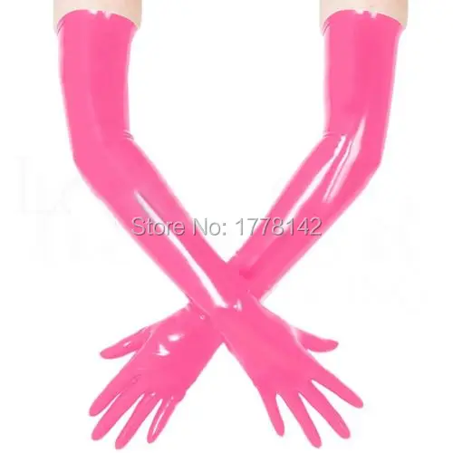 

Pink Rubber Latex mould seamless latex opera long gloves unisex fetish Gloves