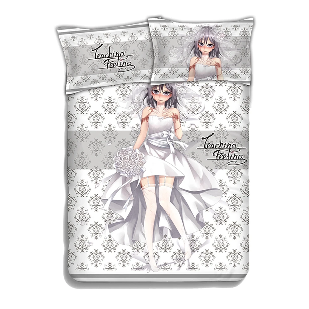 Anime JK Teaching Feeling Game Slave Girl Sylvie Bedding Set 4PCS Bed Flat Sheet Duvet Quilt Cover Pillow Case Bed In A Bag