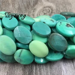 Faceted Oval Natural Green Grass Agates Apple Stone Slice Beads For DIY Jewelry Making  MY1614