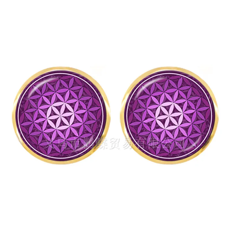 Pendientes de cristal con imagen de Arte de Mandala para mujer y niña, joyería de Henna, símbolo de Yoga Om, budismo Zen, pendientes de cristal