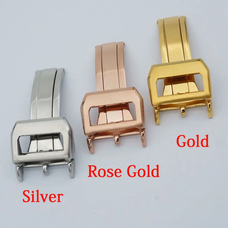 MAIKES High Quality Stainless Steel Folding Clasp 18mm Gold And Rose Gold Watch buckle For IWC Watch Band Strap