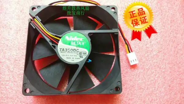 Nidec TA350DC E34404-33G1 DC12V 0.21A 90*90*25MM 3 wire chassis power supply ultra quiet fan