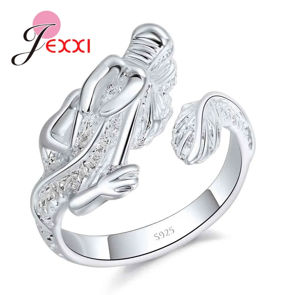 New  Created 925 Sterling Silver  Dragon Finger Rings for Women Fashion Open Men Jewelry Wholesale Adjustable Bague