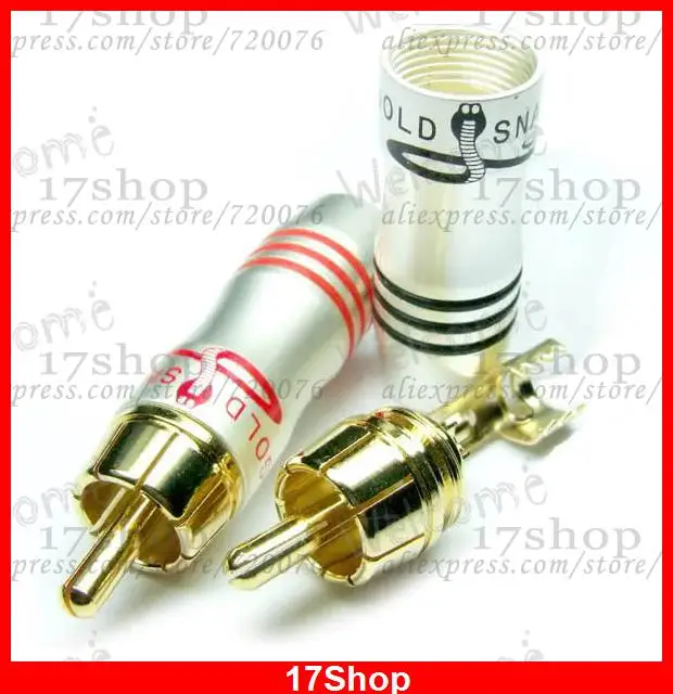 20PCS Gold Plated RCA Male plug for TV CCTV Audio Video Speaker Cable Welding