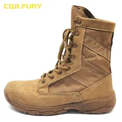 CQB.FURY 8 inches Winter brown Mens Army boots tactical Cow suede comfortable outdoor boots with side zipper size38-46