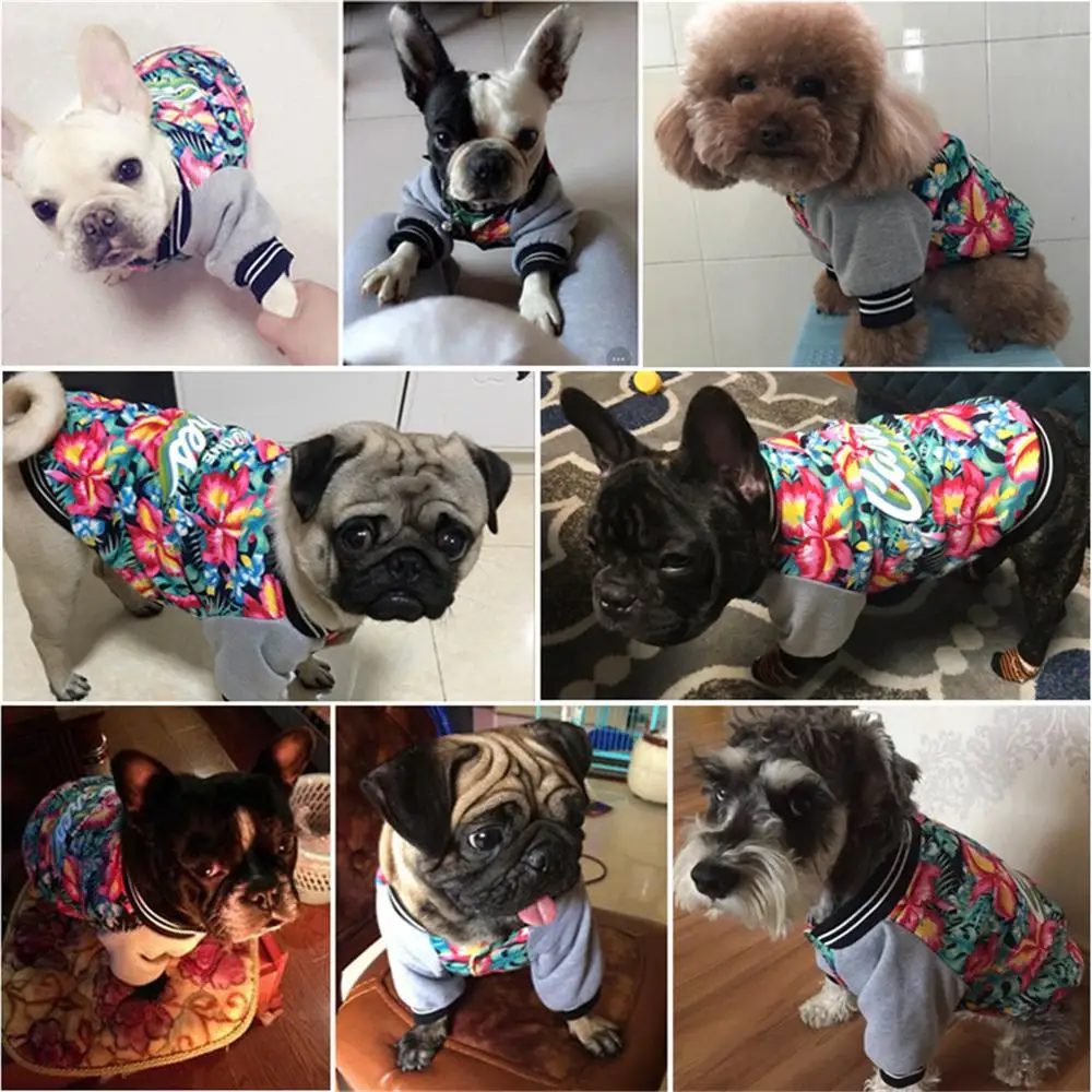 Dog Clothes Winter Coat Jacket Hawaii Aloha Pet Clothes Cotton Padded Warm Pet Jacket ropa perro Flower Print Dog Clothing