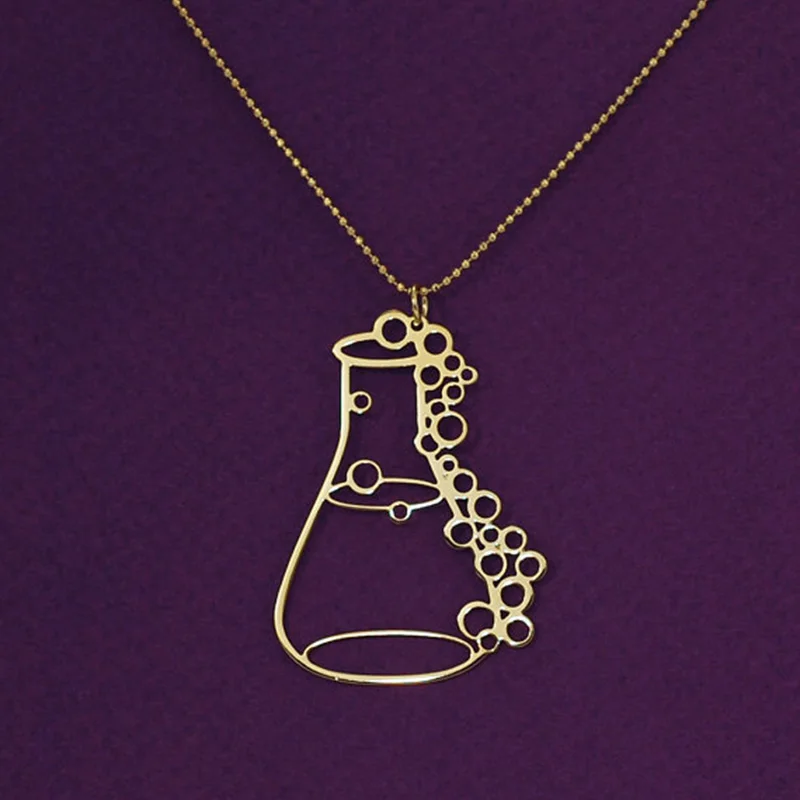 Wholesale Erlenmeyer flask necklace- potion bottle - chemistry laboratory - graduation gift - conical flask free ship 12pcs/lot