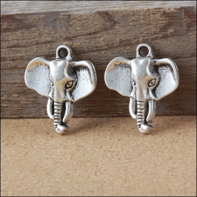 10 Pieces/Lot 23mm*26mm Antique Silver Plated Metal Alloy Elephant Charms Pendants
