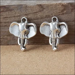 10 Pieces/Lot 23mm*26mm Antique Silver Plated Metal Alloy Elephant Charms Pendants
