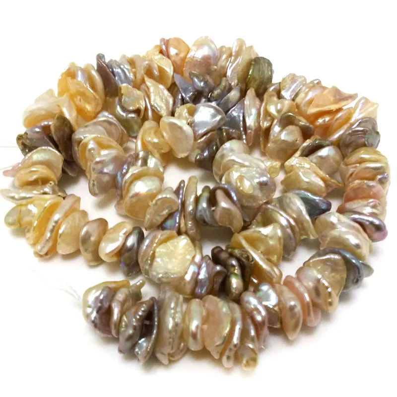 16 inches 12-13mm White Center Drilled Keshi Baroque Pearl Loose Strand